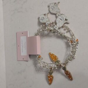 Cupcakes & Cashmere 6ft Easter Garland Beaded Silver Orange Rabbits Carrots New